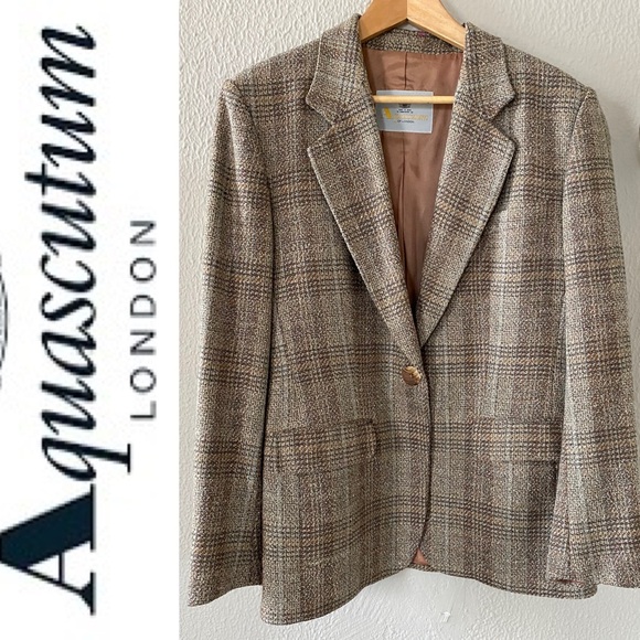 Aquascutum Brown Wool Tweed Blazer/ Jacket (Saks Fifth) VTG - Picture 1 of 15